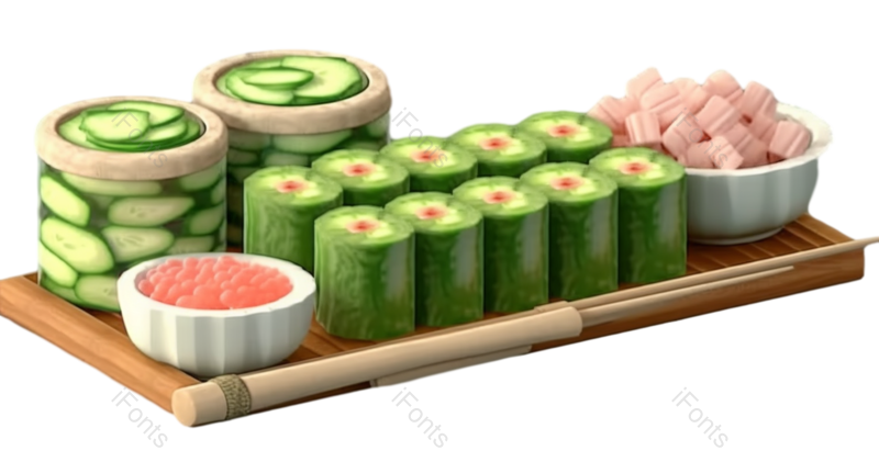 蔬菜图片,绿色元素,寿司PNG,食品免抠素材